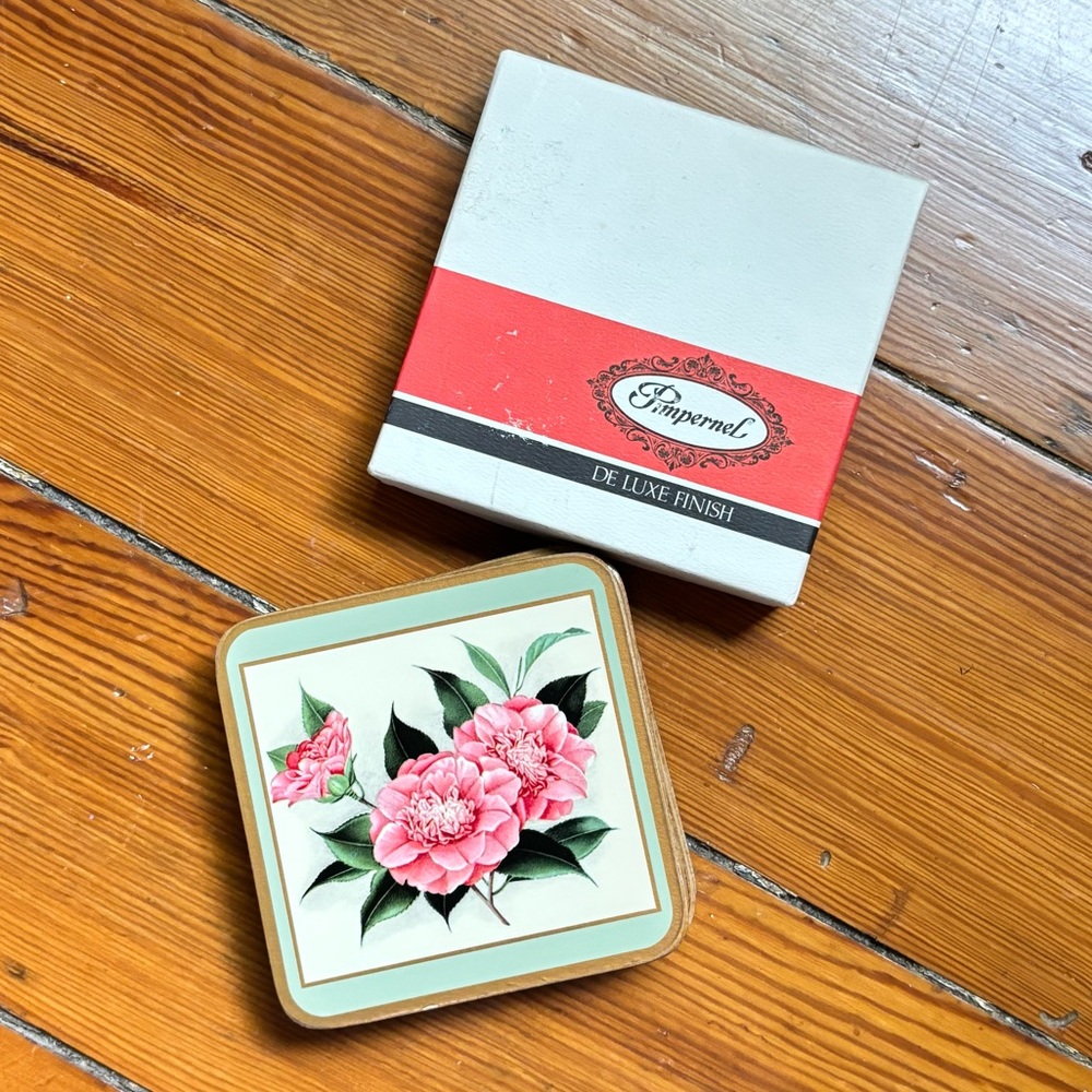 Vintage Pimpernel Made in England Assorted Flowers Deluxe Coaster Set READ